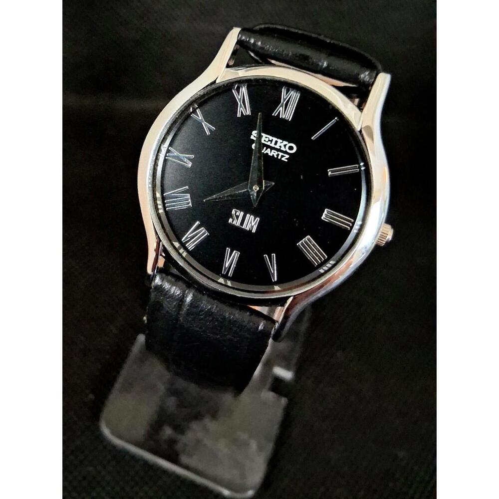 Seiko Super Slim Men's Vintage Leather‎ Wrist Watch RARE
